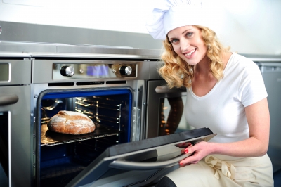"female Baker With Oven" 