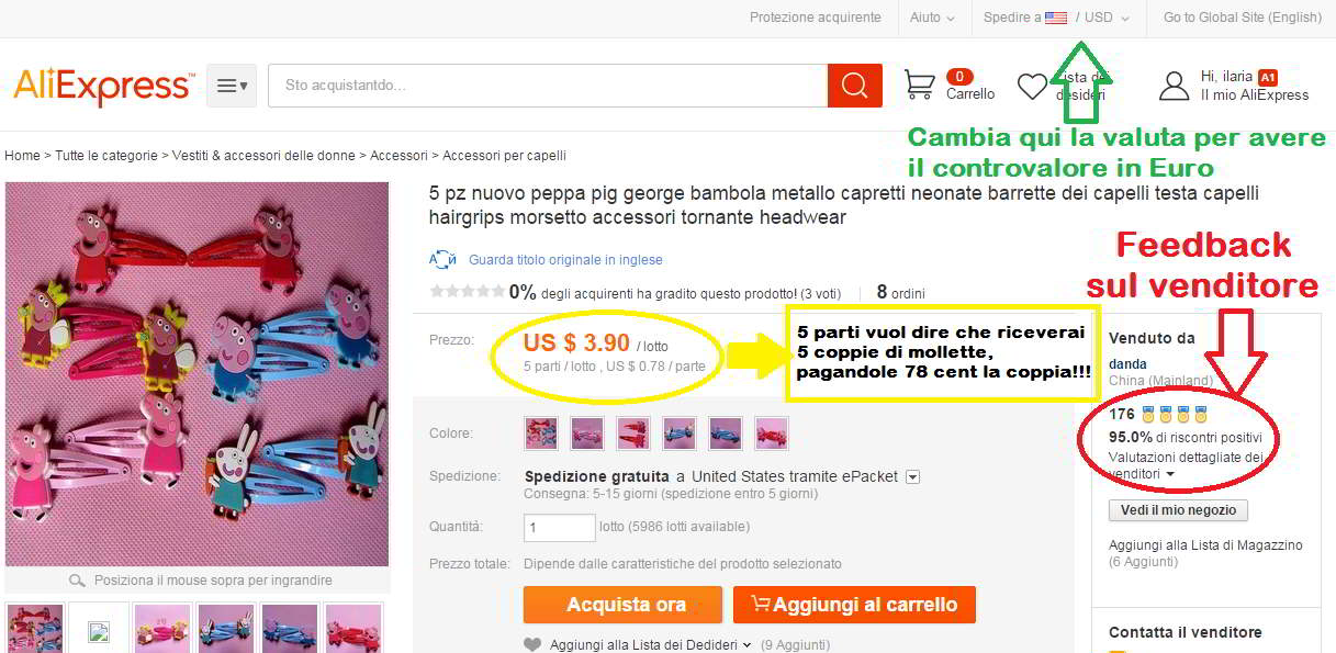 schermata aliexpress peppa