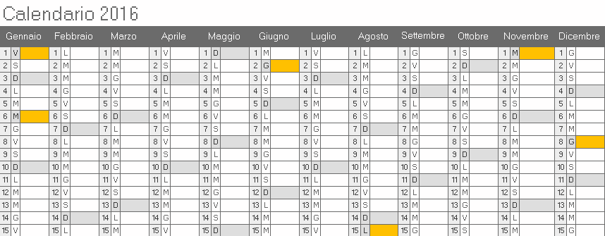 calendario 2016 da stampare